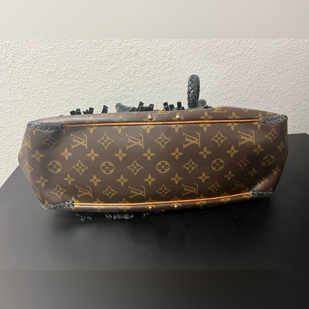 Louis Vuitton Brown Monogram Canvas Shoulder Bag with Black Braided Tassels - Picture 3 of 11